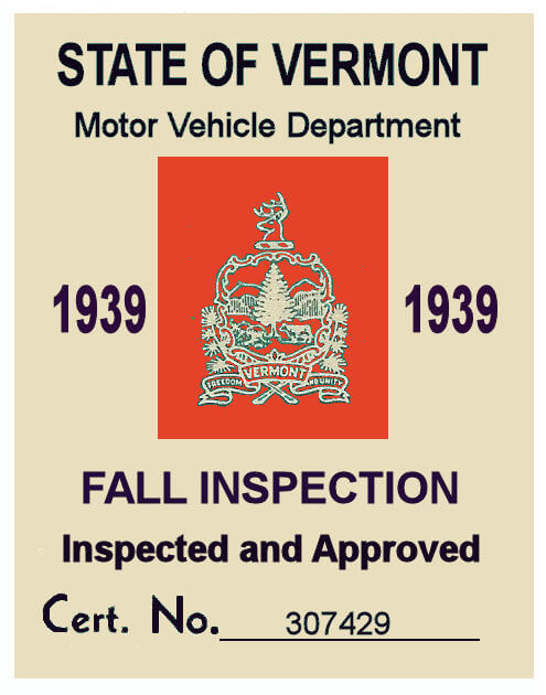 (image for) 1939 Vermont Fall Inspection Sticker